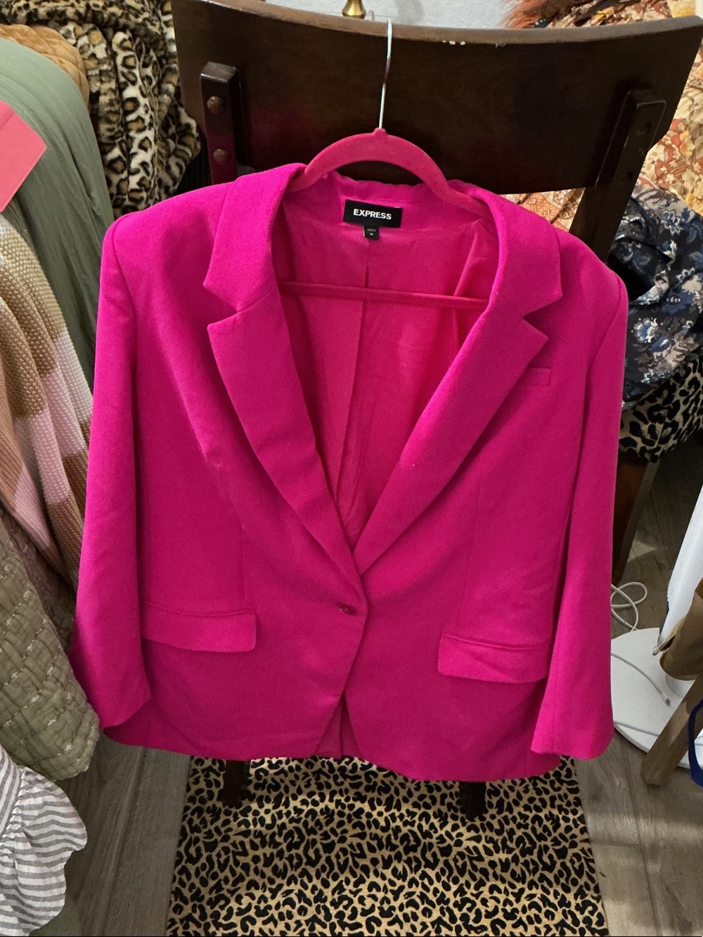 Express Vibrant Pink Tailored Blazer